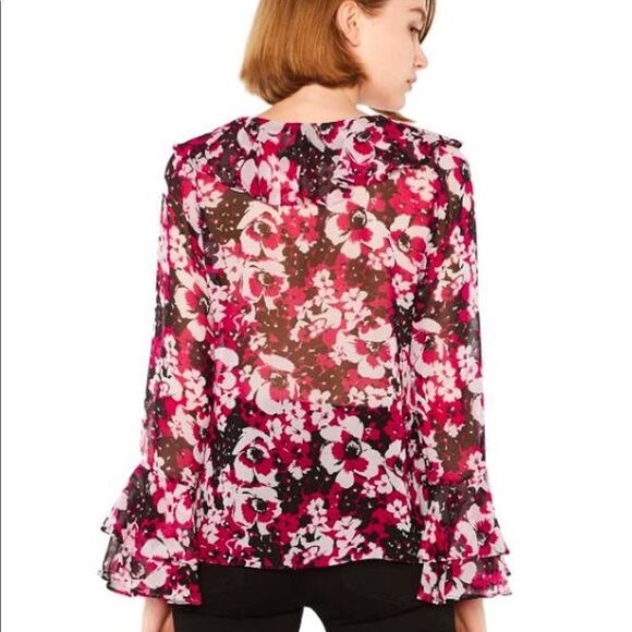 Misa Los Angeles floral ruffle bell sleeve blouse small boho fall cottage core - Picture 4 of 12